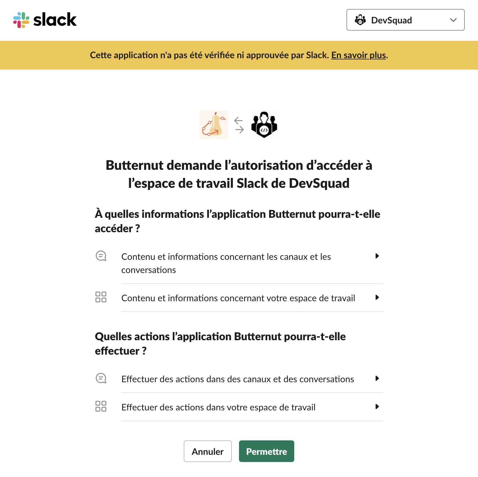 Slack connection